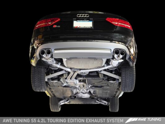 Alternative view of AWE Tuning Audi B8 S5 4.2L Touring Edition Exhaust System - Polished Silver Tips