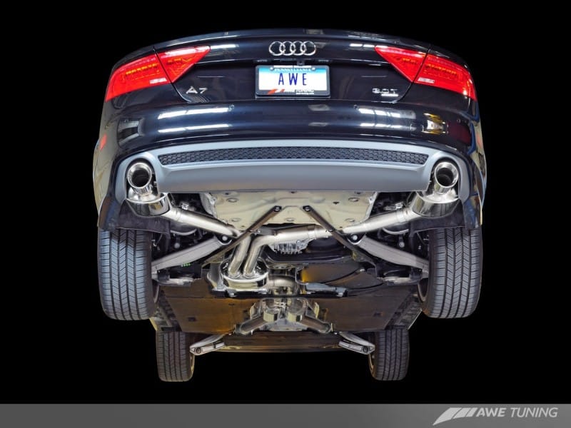 AWE Tuning Audi C7 A7 3.0T Touring Edition Exhaust - Dual Outlet Chrome Silver Tips - Image 2