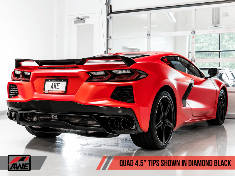 AWE Tuning 2020 Chevrolet Corvette (C8) Track Edition Exhaust - Quad Diamond Black Tips - Image 17