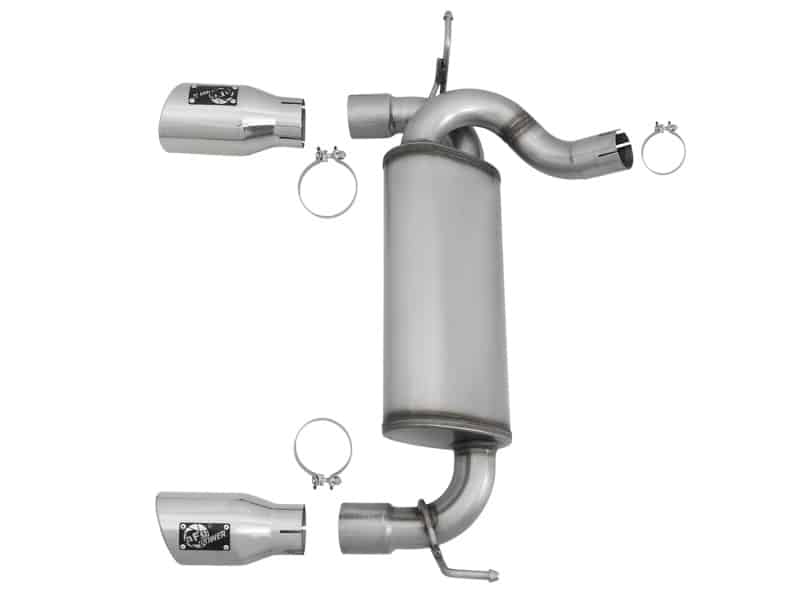 aFe Rebel Series 2.5in 409 SS Axle-Back Exhaust w/Polished Tips 07+ Jeep Wrangler (JK) V6 3.6L/3.8L - Image 6