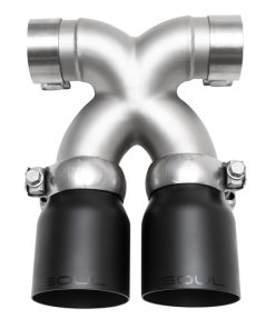 SOUL 17+ Porsche 718 Cayman / Boxster Bolt-On X-Pipe w/ Tips - Straight Cut Satin Black Tips
