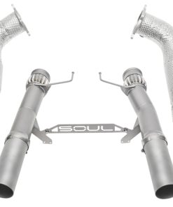 SOUL 2017+ McLaren 720S 3.5in Sport Exhaust Pkg (200 Cell Cats) - Straight Cut Silver Ceramic Tips