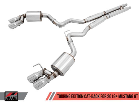 Alternative view of AWE Tuning 2018+ Ford Mustang GT (S550) Cat-back Exhaust - Touring Edition (Quad Chrome Silver Tips)