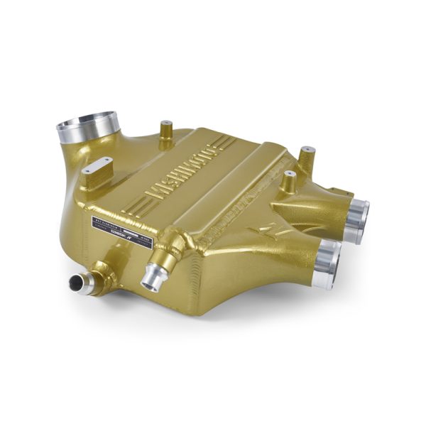 Alternative view of Mishimoto 15-20 BMW F8X M3/M4 Performance Air-to-Water Intercooler Power Pack - Austin Yellow