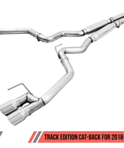 Alternative view of AWE Tuning 2018+ Ford Mustang GT (S550) Cat-back Exhaust - Track Edition (Quad Chrome Silver Tips)
