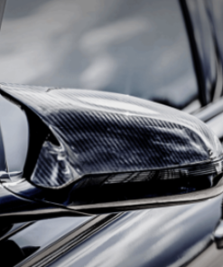 Alternative view of Akrapovic 2014+ BMW M3 (F80) Carbon Fiber Mirror Cap Set - High Gloss