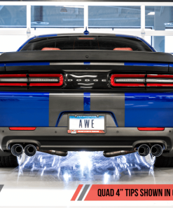 Alternative view of AWE Tuning 2017+ Dodge Challenger 5.7L Track Edition Exhaust - Chrome Silver Quad Tips