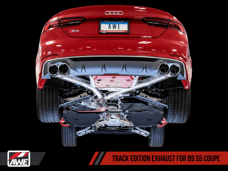 AWE Tuning Audi B9 S5 Coupe 3.0T Track Edition Exhaust - Chrome Silver Tips (90mm)