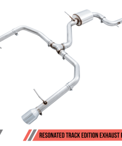 Alternative view of AWE Tuning 18-21 Volkswagen Jetta GLI Mk7 Track Exhaust - Chrome Silver Tips (Fits High-Flow DP)