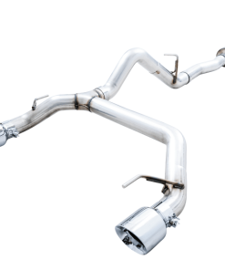 Alternative view of AWE Tuning 2021+ Ford Bronco 0FG Dual Rear Exit Exhaust w/Chrome Silver Tips & Bash Guard