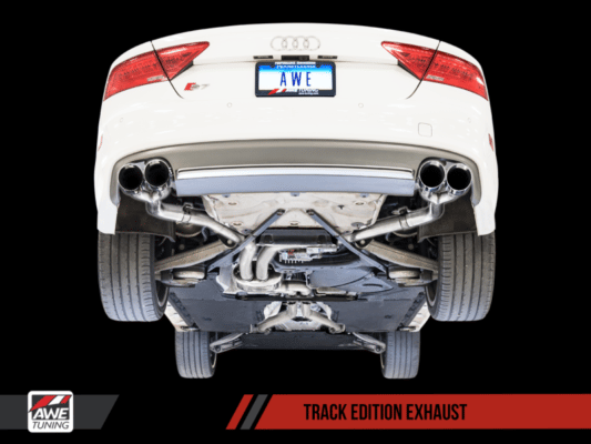 Alternative view of AWE Tuning Audi C7 / C7.5 S7 4.0T Track Edition Exhaust - Chrome Silver Tips