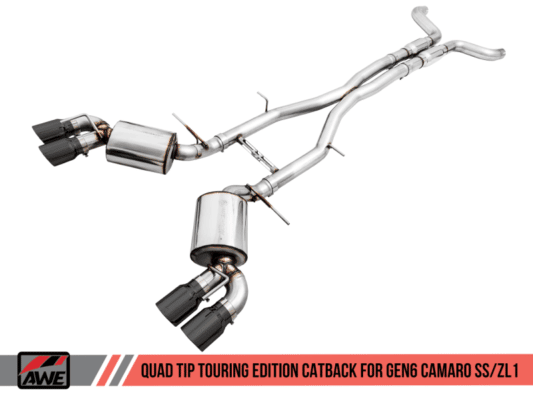 Alternative view of AWE Tuning 16-19 Chevy Camaro SS Res Cat-Back Exhaust -Touring Edition (Quad Diamond Black Tips)