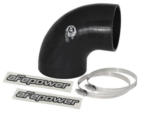 Alternative view of aFe Magnum FORCE CAI Univ. Silicone Reducing Coupler (4in. to 3.5in. ID) 90Deg. Elbow - Black