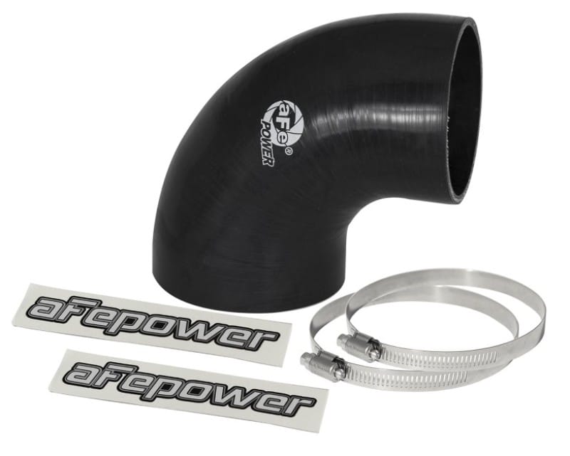 aFe Magnum FORCE CAI Univ. Silicone Reducing Coupler (4in. to 3.5in. ID) 90Deg. Elbow - Black - Image 2