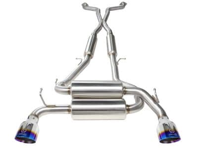 Alternative view of aFe Takeda 2-1/2in 304SS Cat-Back Exhaust Infiniti G37 08-13/Q60 14-15 V6-3.7 w/ Blue Flame Tips
