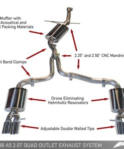 AWE Tuning Audi B8 A5 2.0T Touring Edition Exhaust - Quad Outlet Diamond Black Tips