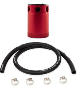 Alternative view of Mishimoto Compact Baffled Oil Catch Can 3-Port - Red
