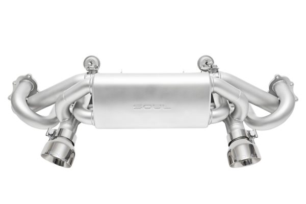SOUL 2020+ Porsche 718 GT4 / Spyder / GTS 4.0L Valved Exhaust - Polished Slash Cut Tips - No VC