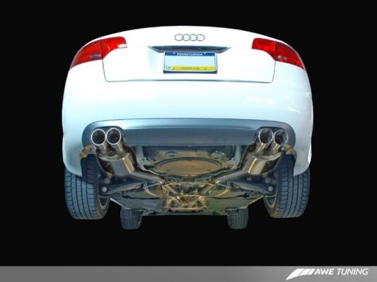 Alternative view of AWE Tuning Audi B7 A4 3.2L Touring Edition Quad Tip Exhaust - Diamond Black Tips