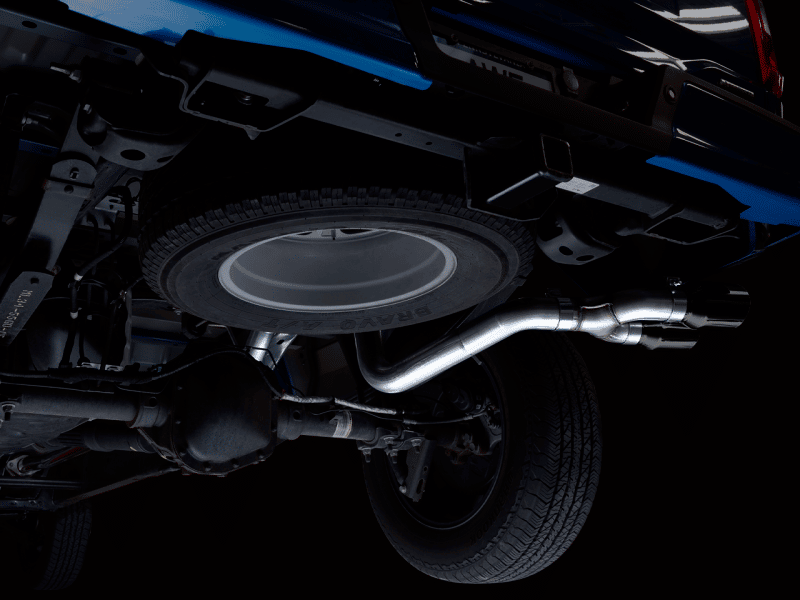 AWE 0FG 21+ Ford F150 Dual Side Exit Cat-Back Exhaust - 4.5in Diamond Black Tips - Image 6