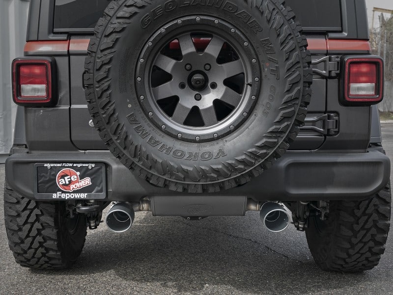aFe Rebel Series 409 Stainless Steel Cat-Back Exhaust 18-21 Jeep Wrangler JL 2.0L (t) - Black Tip - Image 3