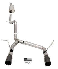 Alternative view of Corsa 07-18 Jeep Wrangler JKU 3.6L/3.8L 2.75in Sport Cat-Back Exhaust w/ 4in American Flag  BlacTips