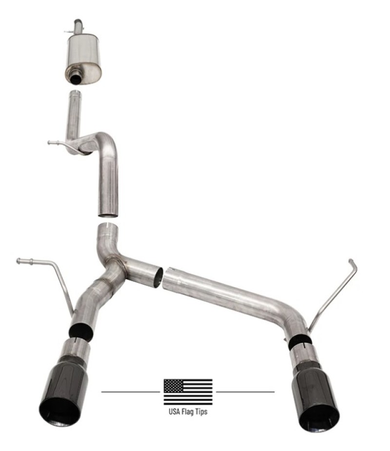 Corsa 07-18 Jeep Wrangler JKU 3.6L/3.8L 2.75in Sport Cat-Back Exhaust w/ 4in American Flag BlacTips - Image 2