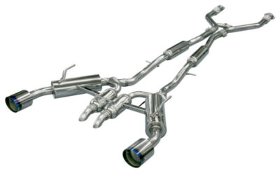 Alternative view of HKS Infiniti Q50 Hybrid VQ37 Dual Hi-Power Titanium Tip Catback Exhaust