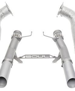 SOUL 2017+ McLaren 720S 3.5in Sport Exhaust Package (200 Cell Cats) - Slash Cut Silver Ceramic Tips