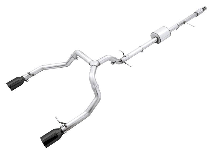 AWE Tuning 4th Gen GM 1500 5.3L 0FG Catback Split Rear Exit (Flat Bumper) - Quad Diamond Tips