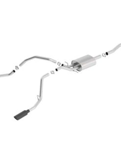 Borla 14 Sierra 1500 C/B S-Type Exh/2.75in Into Dual 2.25in Out 4in Split Rear Exit-Black Chrome