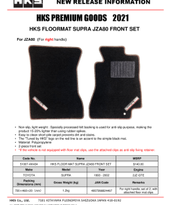 HKS 93-02 Toyota JZA80 Supra Front Floormat Set - RHD