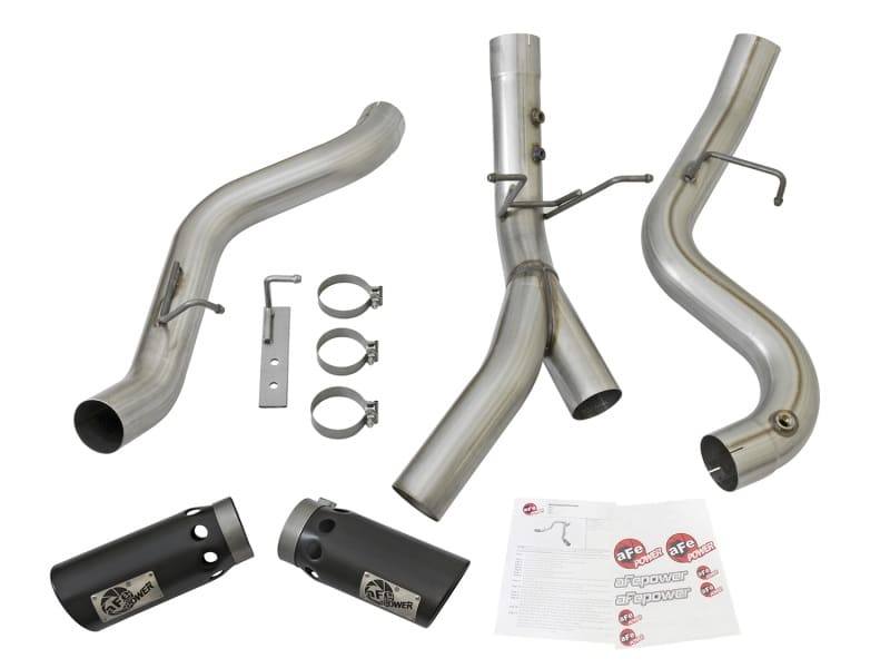 aFe ATLAS 4in DPF-Back Alum Steel Exhaust System w/Dual Exit Black Tip 2017 GM Duramax 6.6L (td) - Image 4