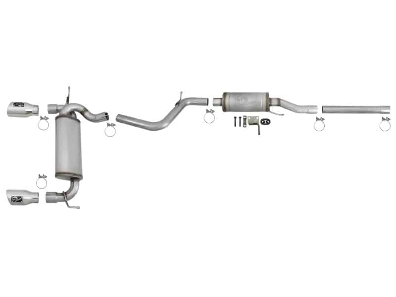 aFe Rebel Series 2.5in 409 SS Cat-Back Exhaust w/ Polished Tips 07+ Jeep Wrangler (JK) V6 3.6L/3.8L - Image 2