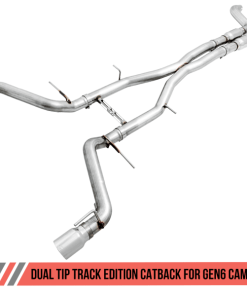 Alternative view of AWE Tuning 16-18 Chevy Camaro SS Resonated Cat-Back Exhaust - Track Edition (Chrome Silver Tips)