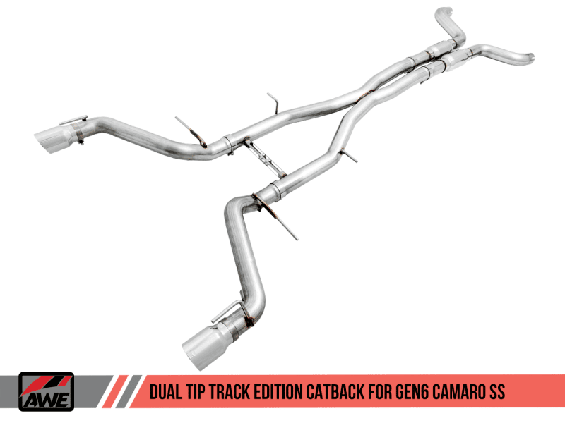 AWE Tuning 16-18 Chevy Camaro SS Resonated Cat-Back Exhaust - Track Edition (Chrome Silver Tips) - Image 2