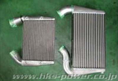 Alternative view of HKS 09 Nissan GTR R35 2 Core FMIC includes Carbon Air Duct and Full Piping Kits