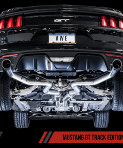 Alternative view of AWE Tuning S550 Mustang GT Cat-back Exhaust - Track Edition (Chrome Silver Tips)