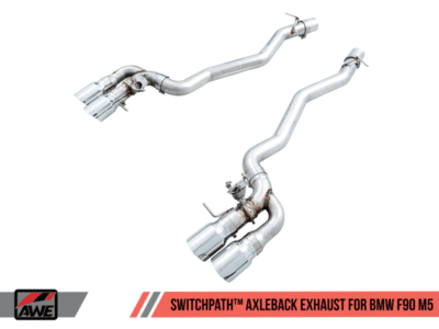 Alternative view of AWE Tuning 18-19 BMW M5 (F90) 4.4T AWD SwitchPath Axle-back Exhaust - Chrome Silver Tips