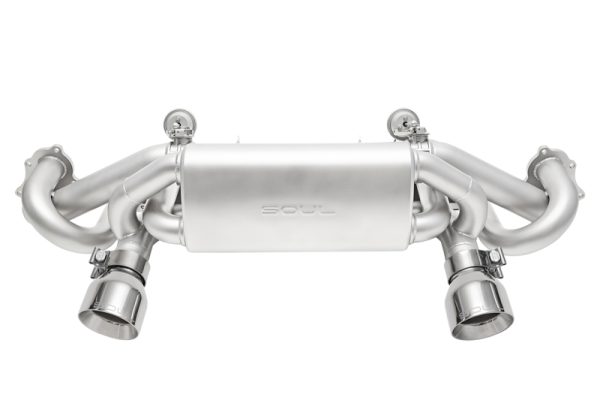 SOUL 2020+ Porsche 718 GT4 / Spyder / GTS 4.0L Valved Exhaust - Polished Straight Cut Tips - No VC