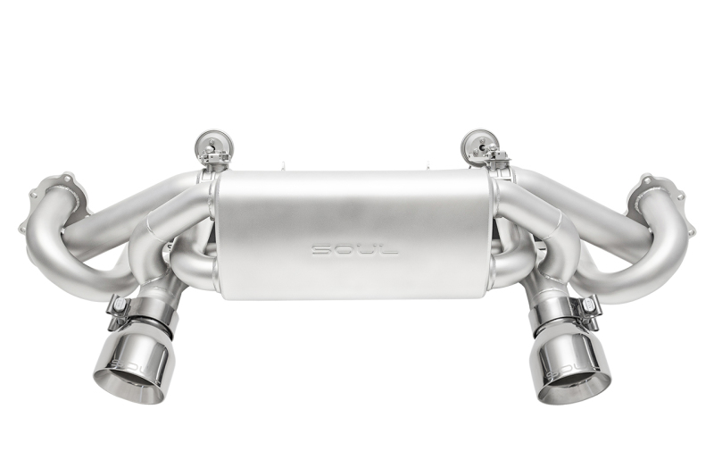 SOUL 2020+ Porsche 718 GT4 / Spyder / GTS 4.0L Valved Exhaust - Polished Straight Cut Tips - No VC