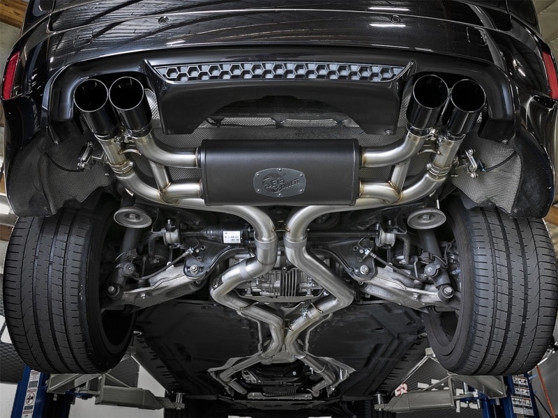 aFe MACH Force-Xp 3.5in. 304 SS C/B Exhaust System 15-18 BMW X5 M (F85) V8-4.4L (tt) - Black Tip - Image 2