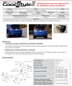 Alternative view of HKS COOL STYLE II GP5 LEB-H1 FIT HYBRID