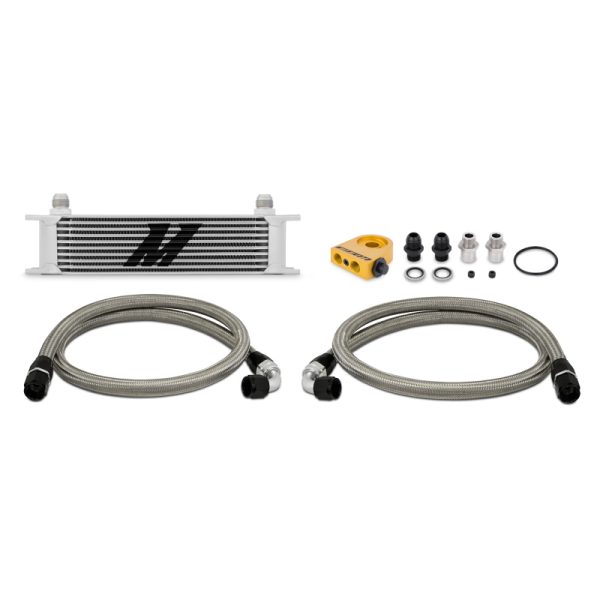 Alternative view of Mishimoto Universal Thermostatic 10 Row Oil Cooler Kit - Silver