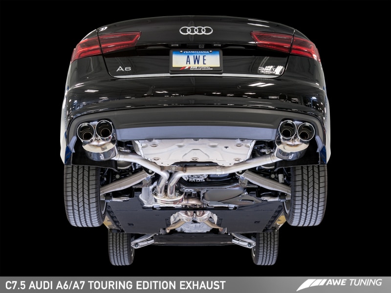 AWE Tuning Audi C7.5 A7 3.0T Touring Edition Exhaust - Quad Outlet Chrome Silver Tips - Image 8