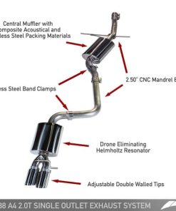 AWE Tuning Audi B8 A4 Touring Edition Exhaust - Single Side Diamond Black Tips