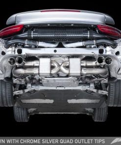 Alternative view of AWE Tuning Porsche 991.1 Turbo Performance Exhaust and High-Flow Cats - Silver Quad Tips