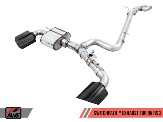 Alternative view of AWE Tuning 17-19 Audi RS3 8V SwitchPath Exhaust w/Diamond Black RS-Style Tips