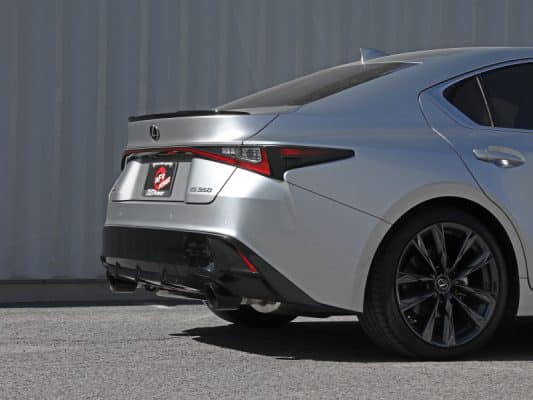 Alternative view of aFe Takeda 14-22 Lexus IS350 V6 2.5in. 304 Stainless Steel Axle-Back Exhaust System w/ Black Tip