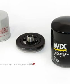 Alternative view of AMS Performance 2009+ Nissan GT-R R35 Alpha CNC Billet Oil Filter Adapter w/Street Filter